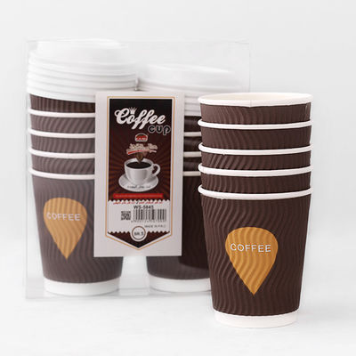 8 oz Kraft Ripple Paper Cups 92mm PE Revestido de papel caliente de café taza