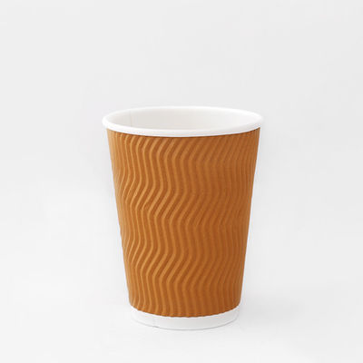Tazas de café biodegradables de color ondulado Tazas de bebida de papel personalizadas de 10 oz