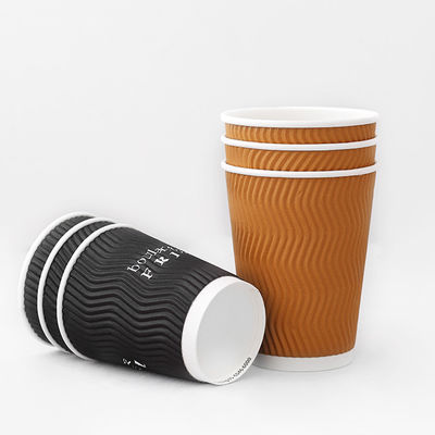 Tazas de papel de pared desechables de 10 oz con recubrimiento de PLA Tazas de café de papel de marca