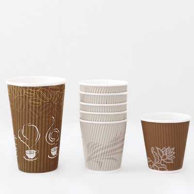 Tazas desechables Kraft Ripple 12 oz 430 ml Bebidas frías Tazas desechables a prueba de agua