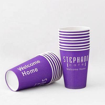 Copo de papel de pared único de plástico libre púrpura 24 oz 675 ml Copas de café de papel personalizadas 90 mm