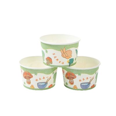 Comida para ir papel cuencos de comida 600 ml Sopa caja contenedor portátil ensalada cuenco de PLA recubierto