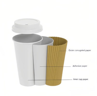 Tazas mini Kraft Ripple desechables Tazas de bebidas calientes biodegradables de 315 ml