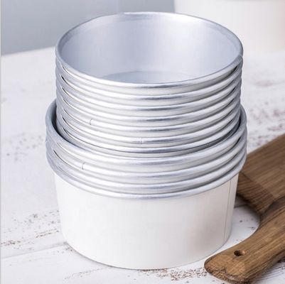 Cuenco de papel de papel de aluminio plateado PE PLA Cuenco de forma redonda sin plástico recubierto