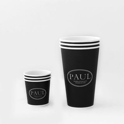 Tazas de papel de pared de 540 ml de color negro con recubrimiento en PE de 16 oz
