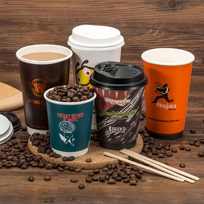 Tazas redondas de papel de pared doble 20 oz 610 ml Tazas de café compostables personalizadas