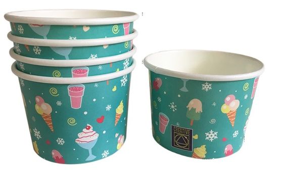 Papel blanco pequeños cuencos para servir helados 0.6L Impresión de logotipo personalizado