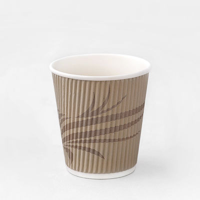 Biodegradable Taza de papel de pared ondulado 12 oz de bebida caliente Kraft Tazas de papel ondulado