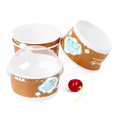 600 ml Cuencos desechables de microondas de cartón Logotipo personalizado de papel blanco Tazas de helado