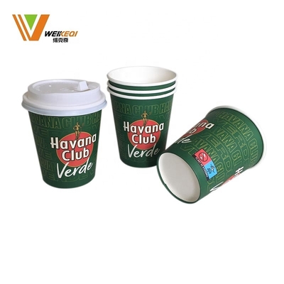 Logotipo personalizado PE desechable PLA Platic libre Sinlge Taza de papel de pared con tapas