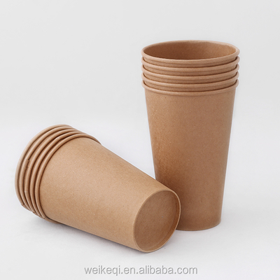 Vaso de papel de una sola pared kraft desechable con logotipo personalizado de 3oz a 32oz