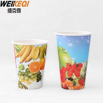 Vasos de papel desechables de una sola pared con tapas de cúpula para bebidas heladas