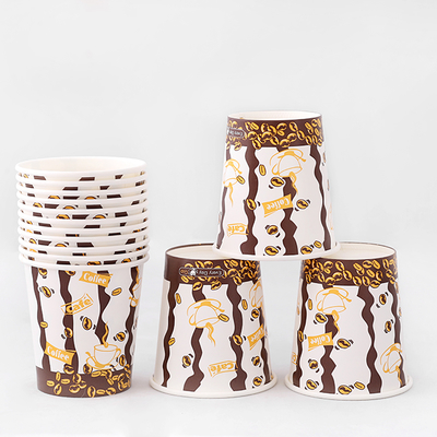 Logotipo personalizado copa de papel de pared única desechable 4oz-32oz con tapa
